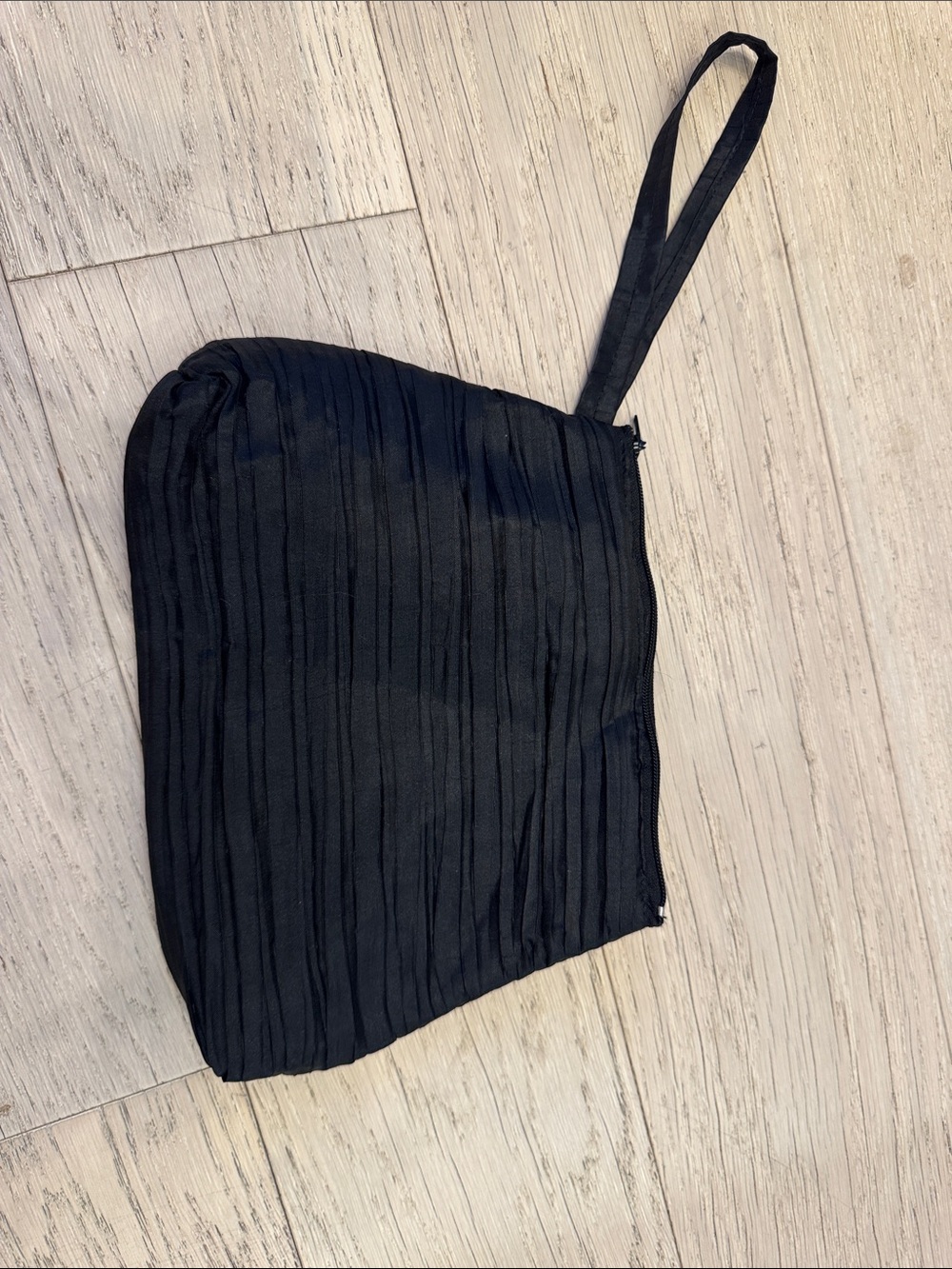 Black Pleated Wristlet Clutch